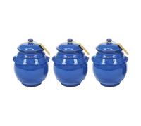 Verano Spanish Ceramics Selena Fully Dipped Ceramic Kitchen Storage Jar w/ Lid H 15cm Set of 3 in Blue Verano Spanish Ceramics Blue