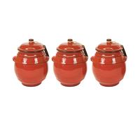Verano Spanish Ceramics Selena Fully Dipped Ceramic Kitchen Storage Jar w/ Lid H 15cm Set of 3 in Red Verano Spanish Ceramics Red