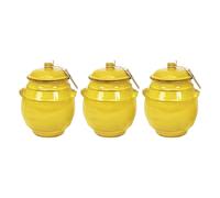Verano Spanish Ceramics Selena Fully Dipped Ceramic Kitchen Storage Jar w/ Lid H 15cm Set of 3 in Yellow Verano Spanish Ceramics Yellow