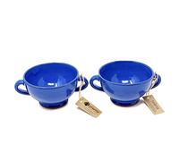 Verano Spanish Ceramics Selena Glaze Hand Dipped Colourful Dishware Food Sharing Serving Food Dishes Starter Soup Bowls - Set of 2 Blue