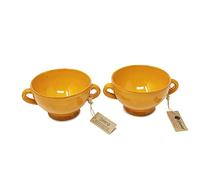 Selena Glazed Hand Dipped Kitchen Dining Set of 2 Soup Bowls (H) 9.5cm x (W) 14cm Verano Spanish Ceramics Orange One Size