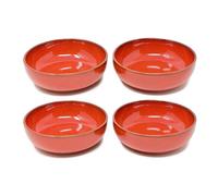 Verano Spanish Ceramics Selena Glaze Hand Dipped Colourful Dishware - Food Sharing Serving Food Side Dishes Shallow Bowls - Set of 4 Red
