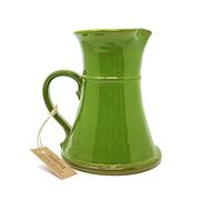 Verano Spanish Ceramics Selena Glaze Hand Dipped Decorative Large Flat Based Jug - New Home Decor Kitchen Restaurant Cafe Dining Table Vase Serving Cream Milk Water Juice Pourer - 20cm Dark Green