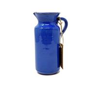 Verano Spanish Ceramics Selena Glaze Hand Dipped Decorative Tall Rustic Bottle Jug - New Home Decor Kitchen Restaurant Cafe Dining Table Vase Serving Cream Milk Water Juice Pourer - 18cm Blue