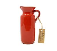 Verano Spanish Ceramics Selena Glaze Hand Dipped Decorative Tall Rustic Bottle Jug - New Home Decor Kitchen Restaurant Cafe Dining Table Vase Serving Cream Milk Water Juice Pourer - 18cm Red