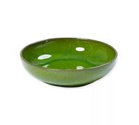Verano Spanish Ceramics Selena Glaze Hand Dipped Medium & Large Bowls - Home Décor Kitchen Dining Room Café Restaurant Table Fruit Salad Serving Dishware - Dark Green 22cm