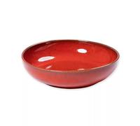 Verano Spanish Ceramics Selena Glaze Hand Dipped Medium & Large Bowls - Home Décor Kitchen Dining Room Café Restaurant Table Fruit Salad Serving Dishware - Red 22cm