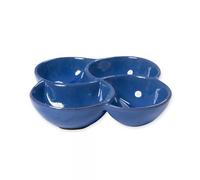 Verano Spanish Ceramics Selena Glazed Hand Dipped Kitchen Dining 4-Part Snack Dish (D) 25cm in Blue Verano Spanish Ceramics Blue