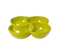 Verano Spanish Ceramics Selena Glazed Hand Dipped Kitchen Dining 4-Part Snack Dish (D) 25cm in Lime Verano Spanish Ceramics Lime