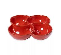 Verano Spanish Ceramics Selena Glazed Hand Dipped Kitchen Dining 4-Part Snack Dish (D) 25cm in Red Verano Spanish Ceramics Red