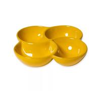 Verano Spanish Ceramics Selena Glazed Hand Dipped Kitchen Dining 4-Part Snack Dish (D) 25cm in Yellow Verano Spanish Ceramics Yellow