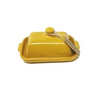 Verano Spanish Ceramics Selena Glazed Hand Dipped Kitchen Dining Butter Dish 20cm L x 13cm W (internal 4.5cm H) in Yellow | Size: 20 cm L x 13 cm W Verano Spanish Ceramics Yellow 20 cm L x 13 cm W