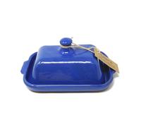 Selena Glazed Hand Dipped Kitchen Dining Butter Dish (L) 20cm x (H) 9cm Verano Spanish Ceramics Blue One Size