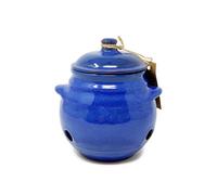 Verano Spanish Ceramics Selena Glazed Hand Dipped Kitchen Dining Garlic Jar With Lid Blue (H) 15Cm