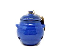 Selena Glazed Hand Dipped Kitchen Dining Garlic Jar with Lid (H) 15cm Verano Spanish Ceramics Blue One Size