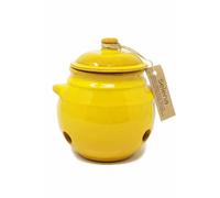 Verano Spanish Ceramics Selena Glazed Hand Dipped Kitchen Dining Garlic Jar with Lid (H) 15cm in Yellow Verano Spanish Ceramics Yellow