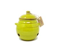 Verano Spanish Ceramics Selena Glazed Hand Dipped Kitchen Dining Garlic Jar With Lid Lime Green (H) 15Cm