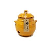 Verano Spanish Ceramics Selena Glazed Hand Dipped Kitchen Dining Garlic Jar With Lid Orange (H) 15Cm