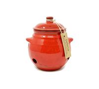 Verano Spanish Ceramics Selena Glazed Hand Dipped Kitchen Dining Garlic Jar With Lid Red (H) 15Cm