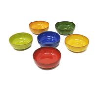 Verano Spanish Ceramics Selena Glazed Hand Dipped Kitchen Dining Mixed Set Of 6 Small Bowls (Diam) 10Cm