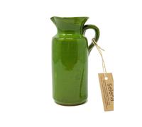 Verano Spanish Ceramics Selena Glaze Hand Dipped Decorative Tall Rustic Bottle Jug - New Home Decor Kitchen Restaurant Cafe Dining Table Vase Serving Cream Milk Water Juice Pourer - 18cm Dark Green