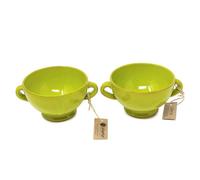 Verano Spanish Ceramics Selena Glazed Hand Dipped Kitchen Dining Set Of 2 Soup Bowls Lime Green (H) 9.5Cm X (W) 14Cm