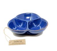 Verano Spanish Ceramics Selena Glazed Hand Dipped Kitchen Dining Snack Trio Dish Medium (D) 18cm in Blue Verano Spanish Ceramics Blue