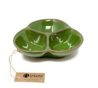 Verano Spanish Ceramics Selena Glazed Hand Dipped Kitchen Dining Snack Trio Dish Medium (D) 18cm in Dark Green Verano Spanish Ceramics Dark Green