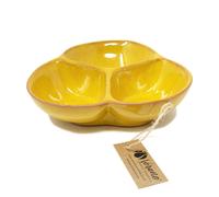 Verano Spanish Ceramics Selena Glazed Hand Dipped Kitchen Dining Snack Trio Dish Medium (D) 18cm in Yellow Verano Spanish Ceramics Yellow