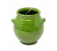 Verano Spanish Ceramics Selena Glazed Hand Dipped Kitchen Dining Utensil Jar (H) 16cm x (D) 16.5cm in Dark Green Verano Spanish Ceramics Dark Green
