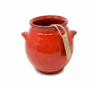 Verano Spanish Ceramics Selena Glazed Hand Dipped Kitchen Dining Utensil Jar (H) 16cm x (D) 16.5cm in Red Verano Spanish Ceramics Red
