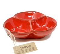 Verano Spanish Ceramics Selena - Snack Trio Dish (Medium) - Red
