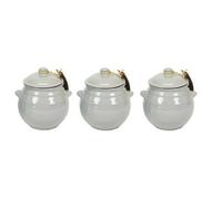 Verano Spanish Ceramics Set Of 3 Rustic Pastel Fully Dipped Terracotta Kitchen Dining Storage Jar W/ Lid Grey (H) 15Cm