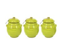 Verano Spanish Ceramics Set Of 3 Selena Fully Dipped Ceramic Kitchen Dining Storage Jar W/ Lid Lime Green (H) 15Cm