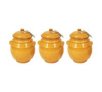 Verano Spanish Ceramics Set Of 3 Selena Fully Dipped Ceramic Kitchen Dining Storage Jar W/ Lid Orange (H) 15Cm