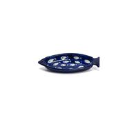 Verano Spanish Ceramics Signature Blue & White Fish Ceramic Kitchen Dining Serving Dish 25L x 10cm (W) | Size: 25L x 10 cm (W) Verano Spanish Ceramics White 25L x 10 cm (W)