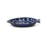 Verano Spanish Ceramics Signature - Blue & White Fish - Fish Shaped Serving Dish - Blue Fish - 41 L x 25cm W - White Fish