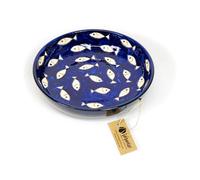 Verano Spanish Ceramics Signature Blue & White Fish Hand Painted Ceramic Kitchen Dining Bowl (Diam) 23Cm White Fish