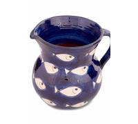 Verano Spanish Ceramics Signature Blue & White Fish Hand Painted Ceramic Kitchen Dining Large Jug 1.5L (H) 19cm Verano Spanish Ceramics White