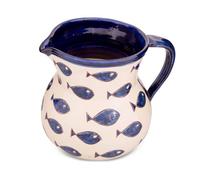 Verano Spanish Ceramics Signature Blue & White Fish Hand Painted Ceramic Kitchen Dining Large Jug 1.5L (H) 19Cm