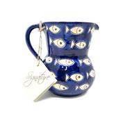 Verano Spanish Ceramics Signature Blue & White Fish Hand Painted Ceramic Kitchen Dining Small Pourer Jug 0.5L