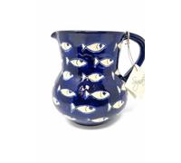 Verano Spanish Ceramics Signature Blue & White Fish Hand Painted Ceramic Kitchen Dining Small Pourer Jug 0.5L Verano Spanish Ceramics White