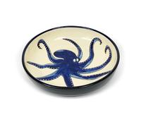 Verano Spanish Ceramics Signature - Blue & White Octopus - Large Salad Bowl - White Octopus - Ceramic