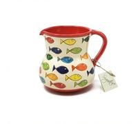 Verano Spanish Ceramics Signature Coloured Fish Hand Painted Ceramic Kitchen Dining Large Pourer Jug 1.5L