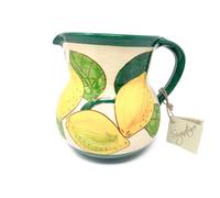 Verano Spanish Ceramics Signature Lemons Hand Painted Ceramic Kitchen Dining Large Pourer Jug 1.5L (H) 19Cm
