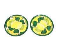 Verano Spanish Ceramics Signature Lemons Hand Painted Ceramic Kitchen Dining Set of 2 Small Plates (Diam) 20cm Verano Spanish Ceramics Multicolor