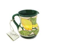 Verano Spanish Ceramics Signature Lemons Hand Painted Ceramic Kitchen Dining Small Pourer Jug 0.5L (H) 12Cm
