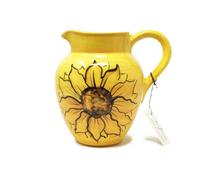 Verano Spanish Ceramics Sunflower Hand Painted Ceramic Yellow Kitchen Dining Large Pourer Jug (H) 21Cm
