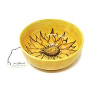 Verano Spanish Ceramics Sunflower Hand Painted Ceramic Yellow Kitchen Dining Round Bowl (Diam) 23Cm