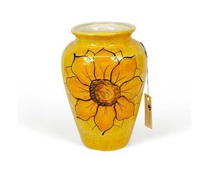 Verano Spanish Ceramics Sunflower Hand Painted Decorative Small Vase - Kitchen Living Dining Room Coffee Table New Home Ornament Decoration Gift Floral Décor Flower Vase - 24cm